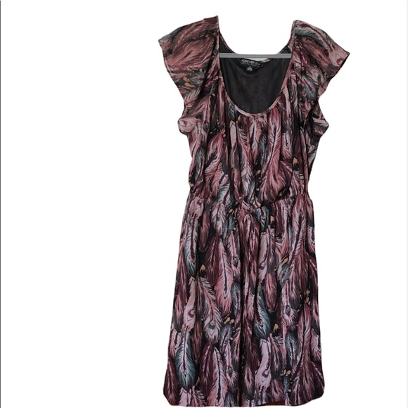 Forever 21 Plus Size Feather Print Ruffle Sleeve Dress 1X - Picture 2 of 12